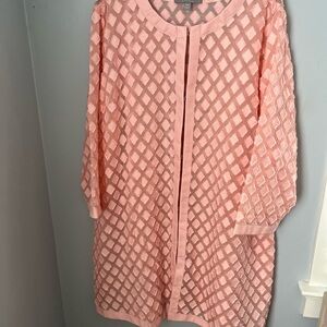 Chic Pink geometric Long Cardigan kimono‎